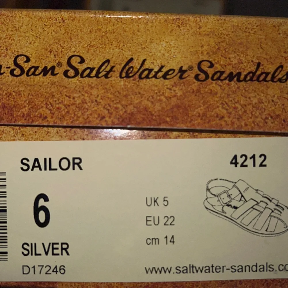 AUTH NIB Salt Water Sandal by Hoy Shoes Sun-San - Sailors SILVER
